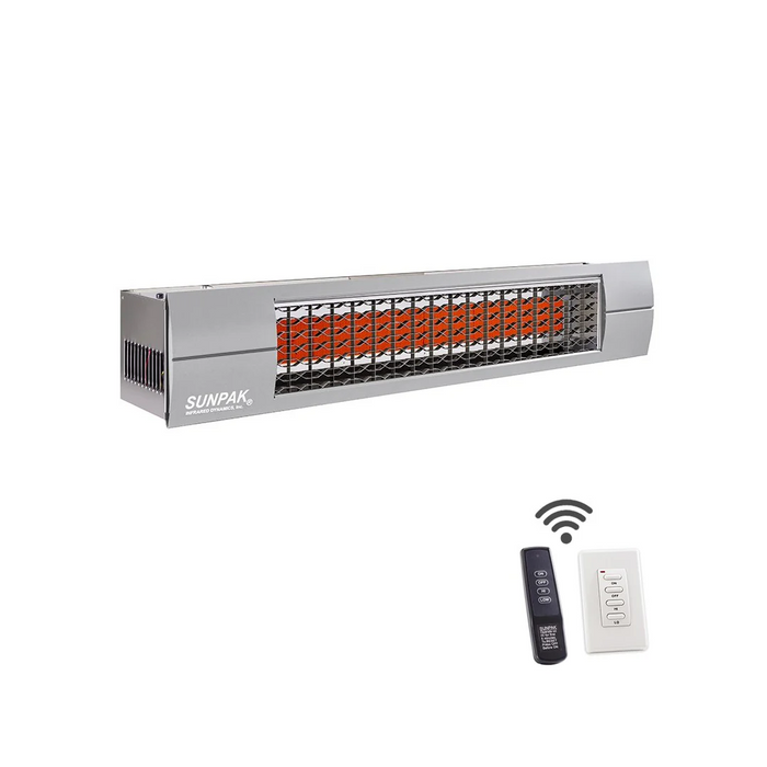 Sunpak S34 S TSR Outdoor Infrared Patio Heater in Stainless Steel (34000 BTUs) with Stainless Steel Front Fascia Kit