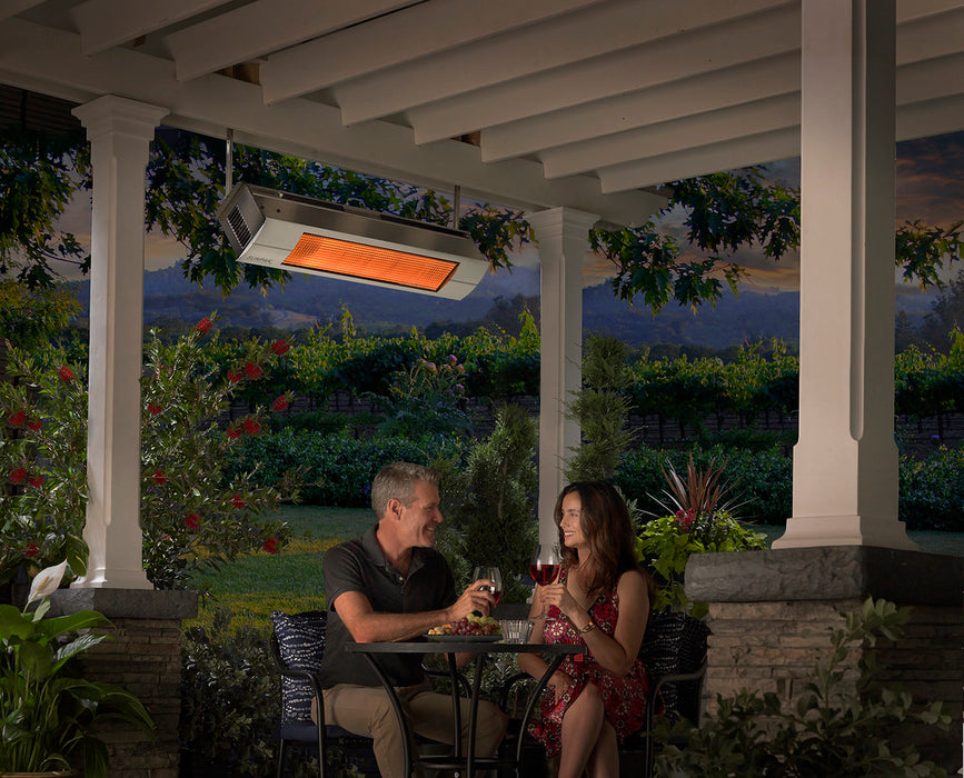 Sunpak S25 B-SS 12001LP-12020 Liquid Propane Outdoor Infrared Patio Heater in Black 25000 BTUs with Stainless Steel Front Fascia Kit - 48 x 10 x 8 in.