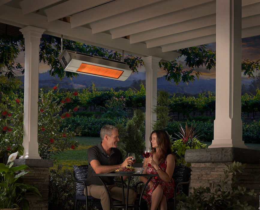 Sunpak S25 B-SS 12001-12020 Natural Gas Outdoor Infrared Patio Heater in Black 25000 BTUs with Stainless Steel Front Fascia Kit - 48 x 10 x 8 in.